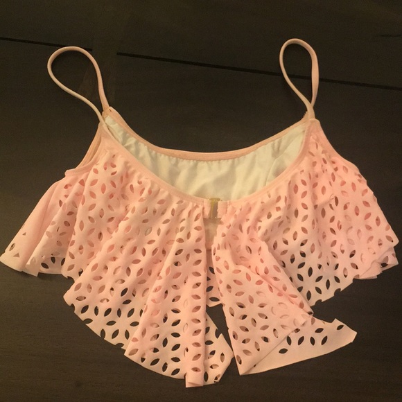 Baby pink ruffle laser cut bikini top - Picture 2 of 3